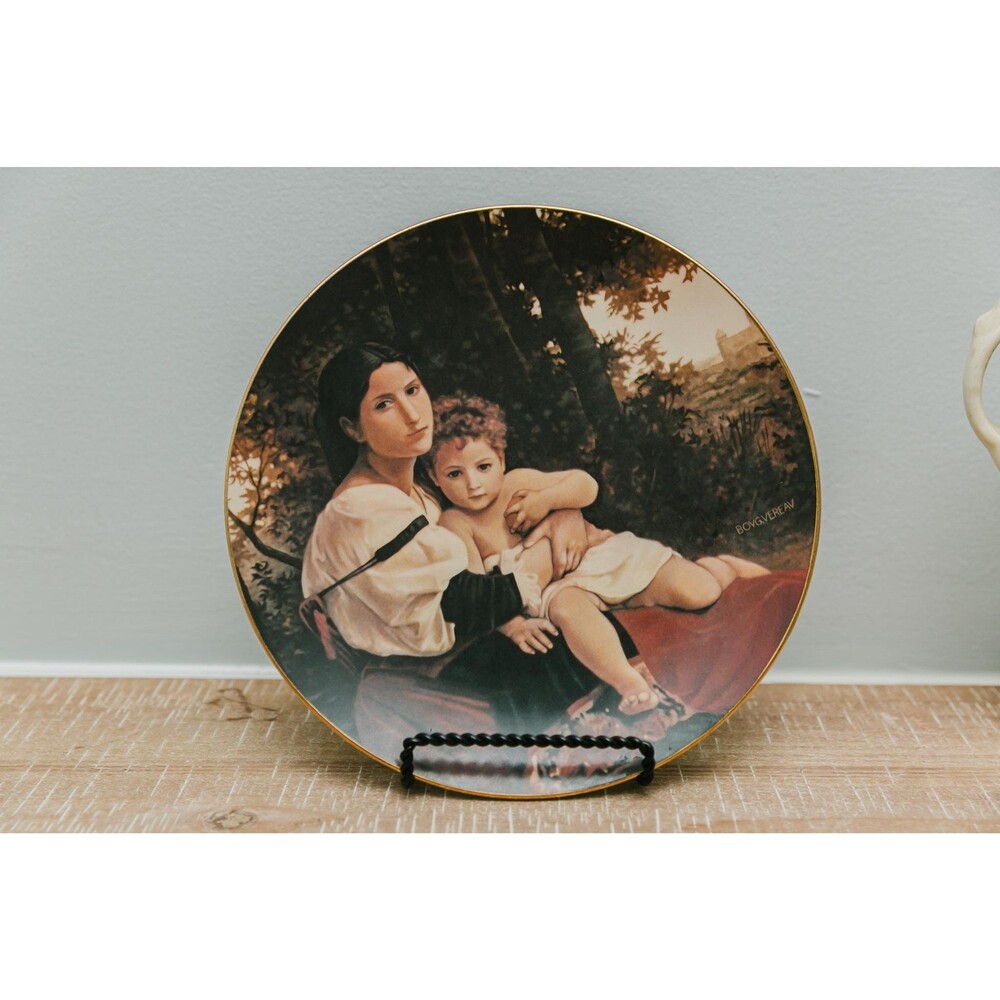 Vintage 1980 Royal Cornwall Solange et Enfant Bouguereau Plate Mother Child